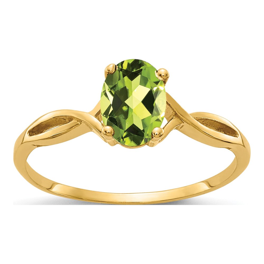 14K Yellow Gold Peridot Oval Twist Ring