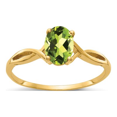 14K Yellow Gold Peridot Oval Twist Ring