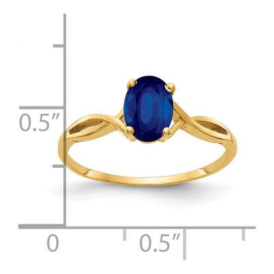 14K Yellow Gold Sapphire Oval Ring – view 2