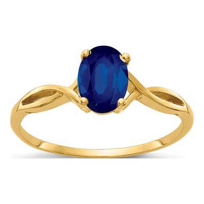 14K Yellow Gold Sapphire Oval Ring