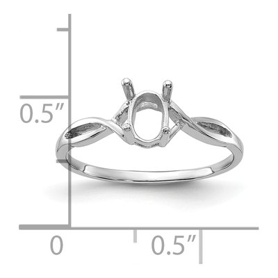 14K White Gold Oval Ring Mounting – view 3