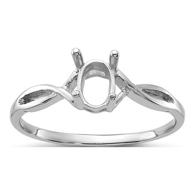 14K White Gold Oval Ring Mounting