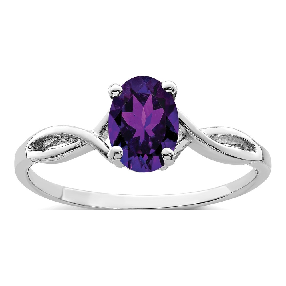 14K White Gold Amethyst Oval Twist Ring