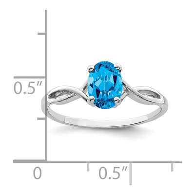 14K White Gold Swiss Blue Topaz Oval Twist Ring – view 2