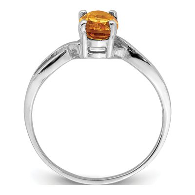 14K White Gold Citrine Oval Twist Ring – view 2
