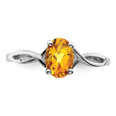 14K White Gold Citrine Oval Twist Ring – view 5