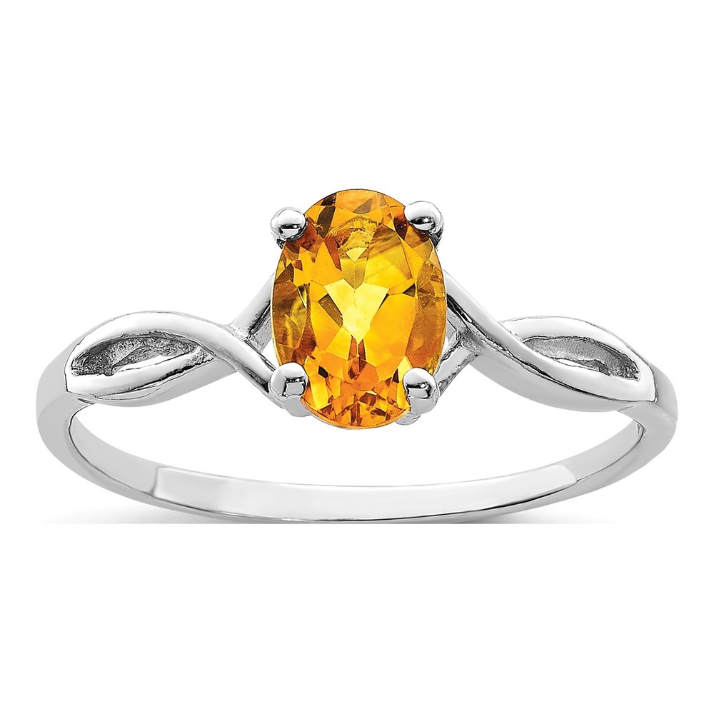 14K White Gold Citrine Oval Twist Ring