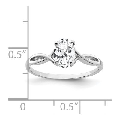 14K White Gold CZ Oval Twist Engagement Ring – view 2
