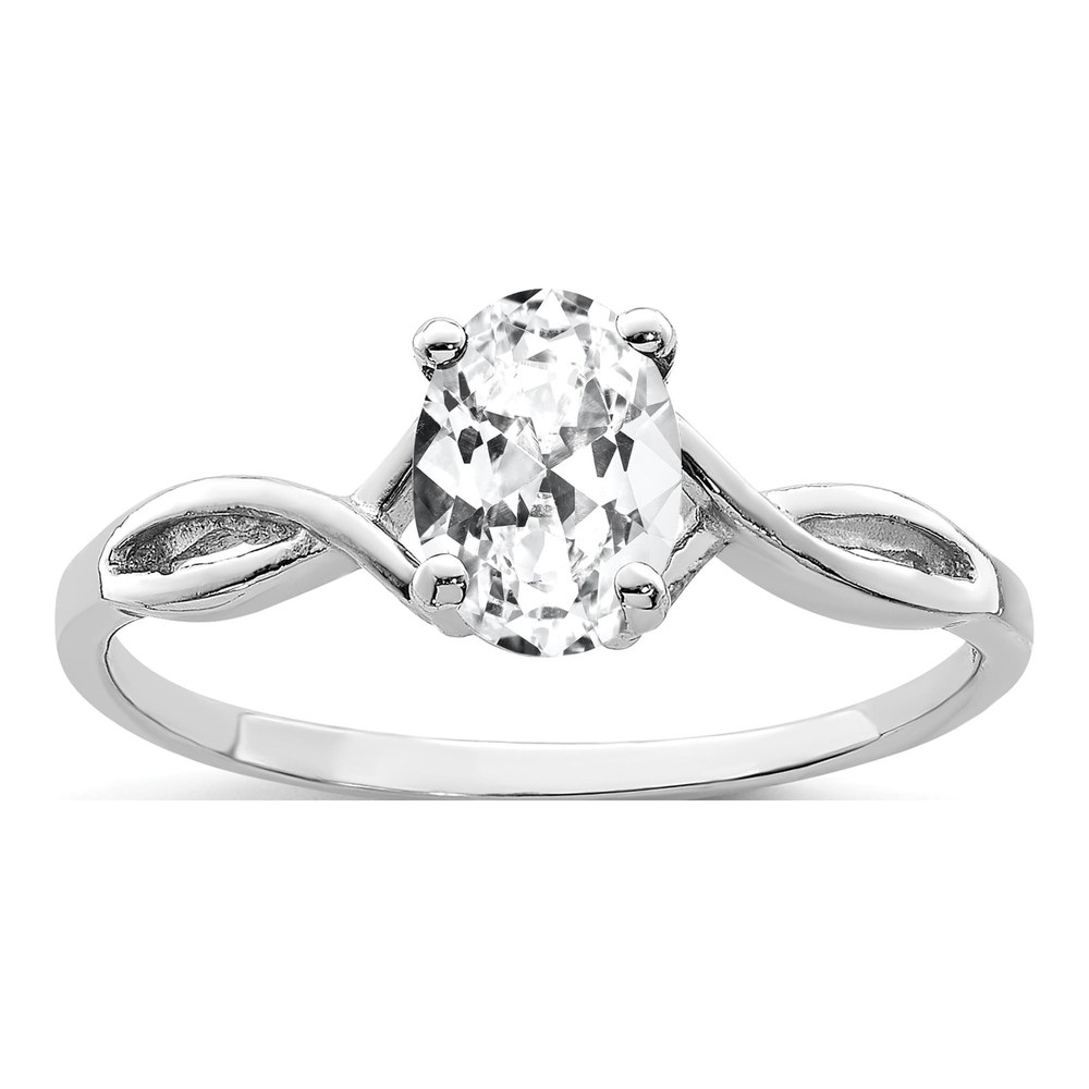 14K White Gold CZ Oval Twist Engagement Ring