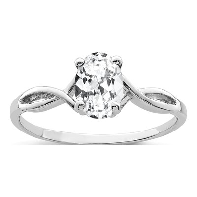 14K White Gold CZ Oval Twist Engagement Ring