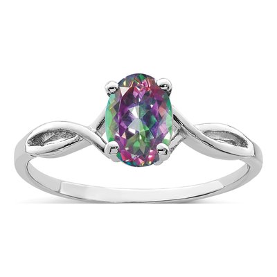 14K White Gold Mystic Fire Topaz Twist Ring