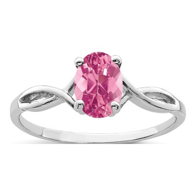 14K White Gold Pink Tourmaline Twist Ring