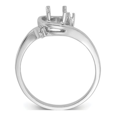 14K White Gold Holds Round Oval Ring Mounting – view 3