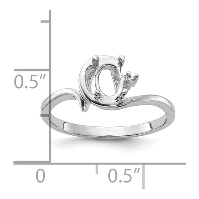 14K White Gold Holds Round Oval Ring Mounting – view 4