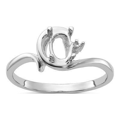 14K White Gold Holds Round Oval Ring Mounting