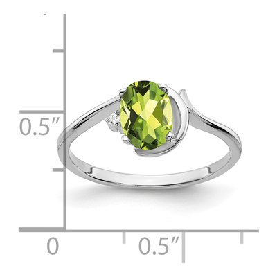 14K White Gold Peridot & Diamond Oval Ring – view 3