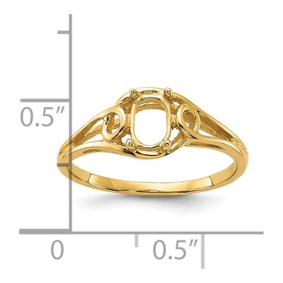 14K Yellow Gold Oval for Gem Ring Mounting – view 3