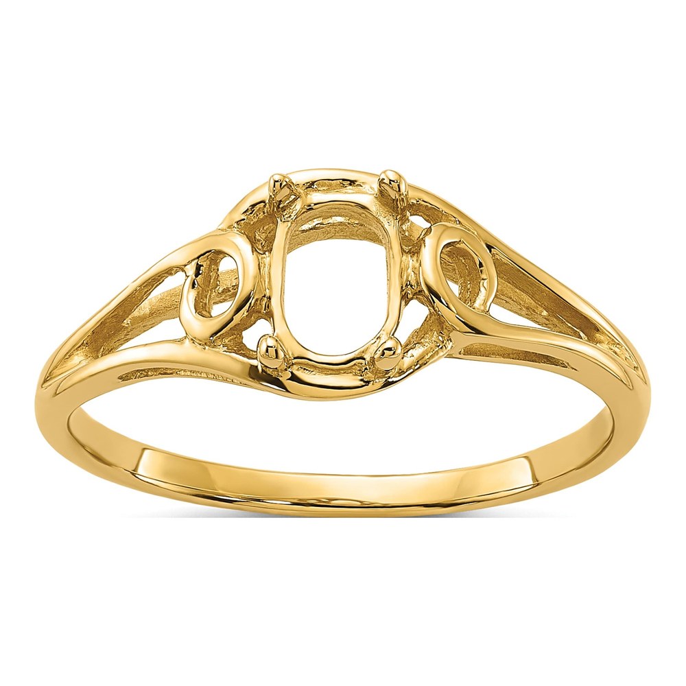 14K Yellow Gold Oval for Gem Ring Mounting
