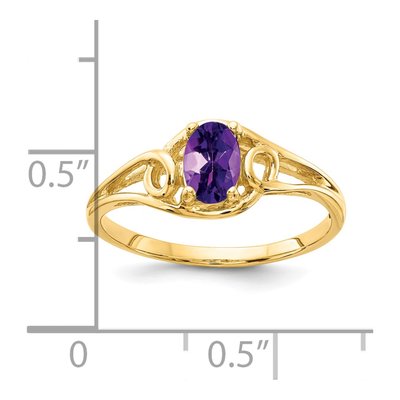 14K Yellow Gold Amethyst Oval Ring – view 2