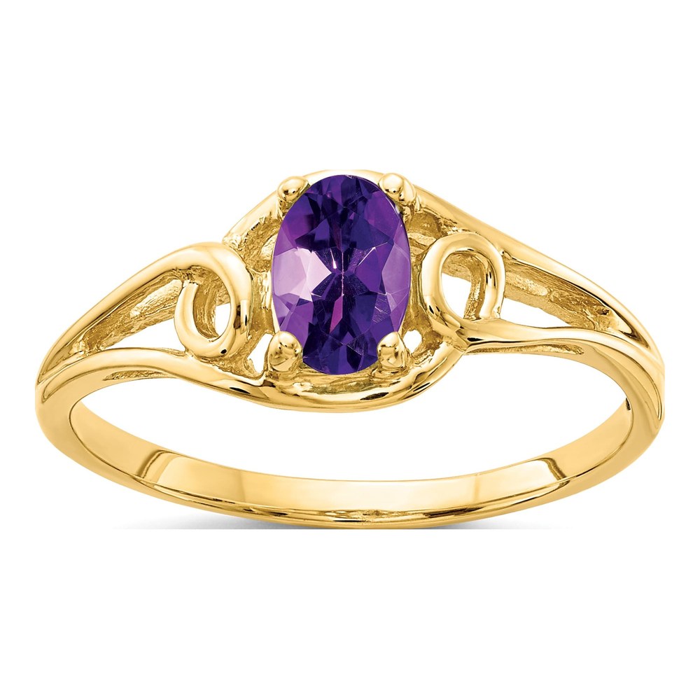 14K Yellow Gold Amethyst Oval Ring