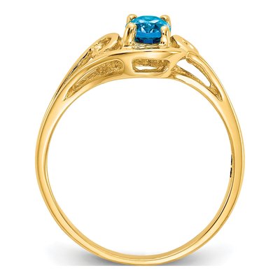 14K Yellow Gold Swiss Blue Topaz Oval Ring – view 2