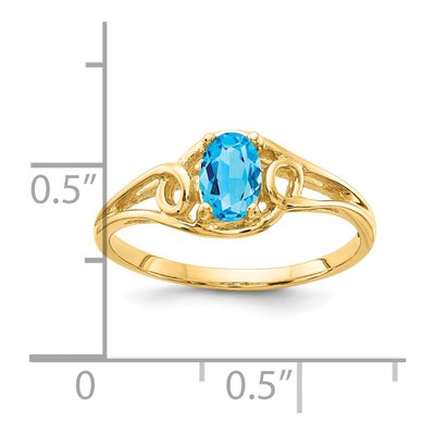 14K Yellow Gold Swiss Blue Topaz Oval Ring – view 3