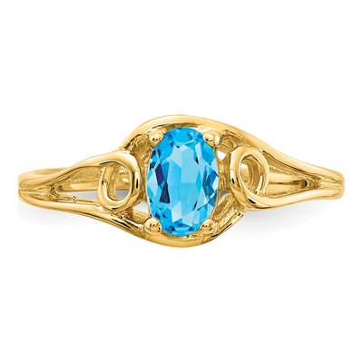 14K Yellow Gold Swiss Blue Topaz Oval Ring – view 5