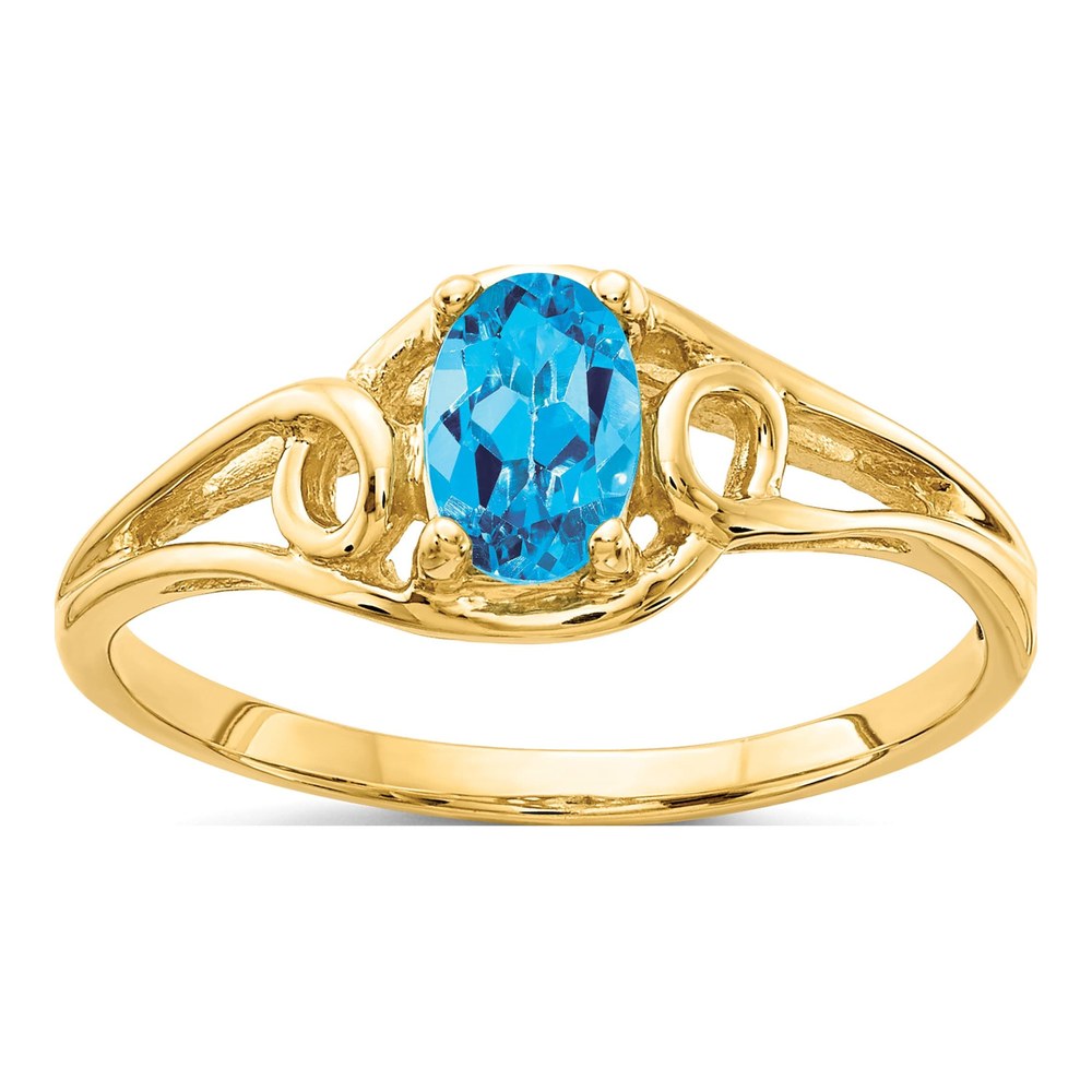 14K Yellow Gold Swiss Blue Topaz Oval Ring