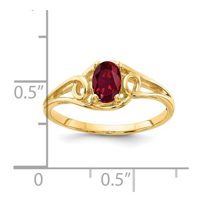 14k Yellow Gold Lab-Created Oval Ruby Ring – view 2