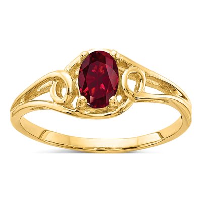 14k Yellow Gold Lab-Created Oval Ruby Ring