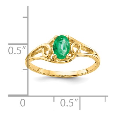 14K Yellow Gold Emerald Oval Ring – view 2
