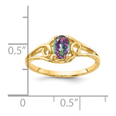 14K Yellow Gold Mystic Fire Topaz Oval Ring – view 2