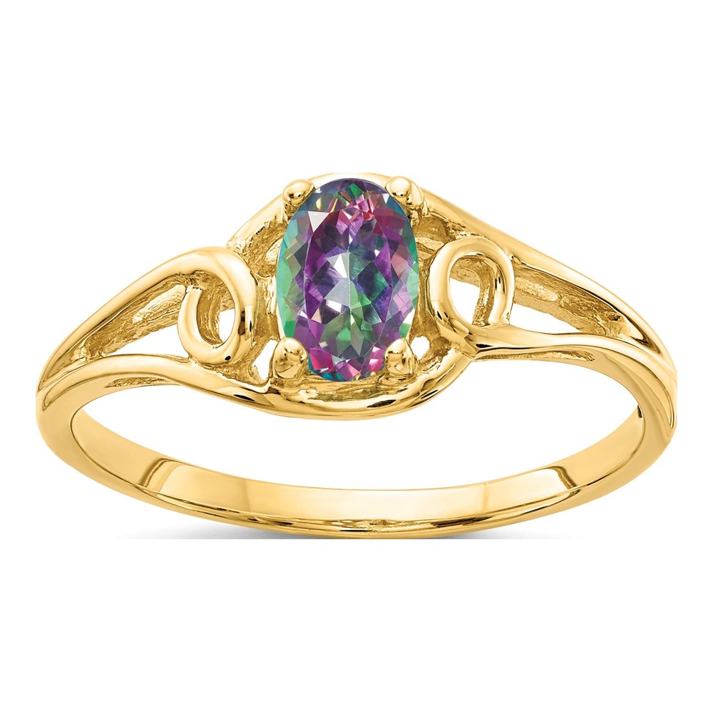 14K Yellow Gold Mystic Fire Topaz Oval Ring