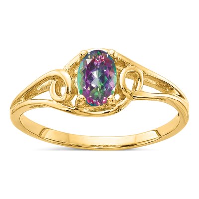 14K Yellow Gold Mystic Fire Topaz Oval Ring