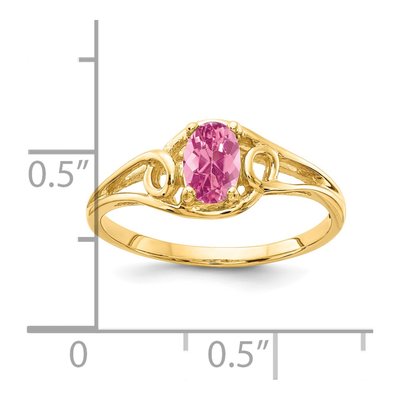 14K Yellow Gold Pink Tourmaline Oval Ring – view 2