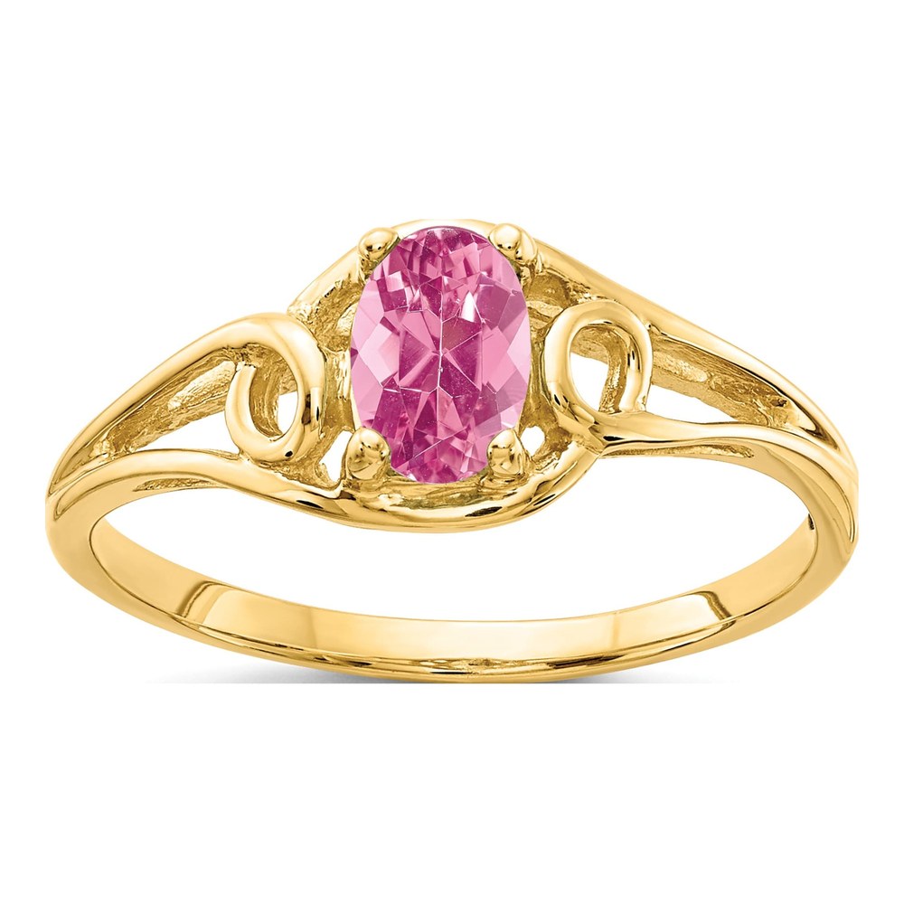 14K Yellow Gold Pink Tourmaline Oval Ring