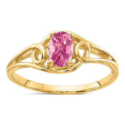 14K Yellow Gold Pink Tourmaline Oval Ring