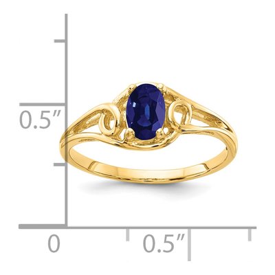 14K Yellow Gold Sapphire Oval Ring – view 2