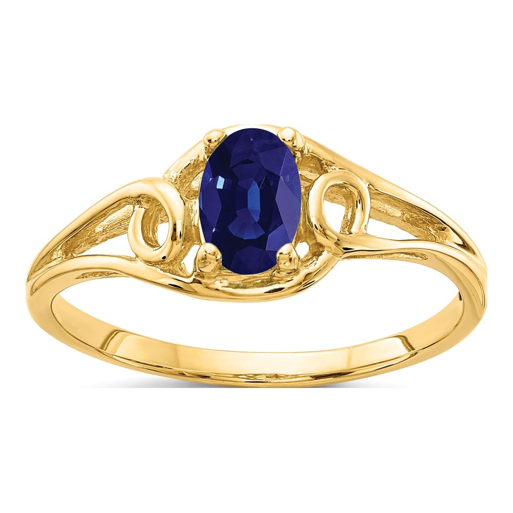 14K Yellow Gold Sapphire Oval Ring