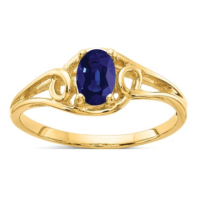 14K Yellow Gold Sapphire Oval Ring