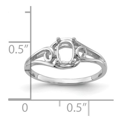 14K White Gold Oval Ring Mounting – view 3