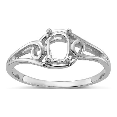 14K White Gold Oval Ring Mounting