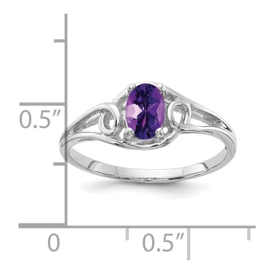 14K White Gold Amethyst Oval Ring – view 2