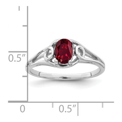 14K White Gold Lab-Created Ruby Oval Ring – view 2