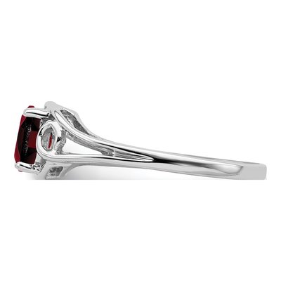 14K White Gold Garnet Oval Ring – view 4