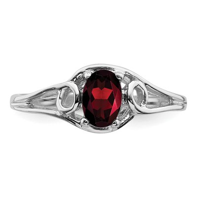 14K White Gold Garnet Oval Ring – view 5