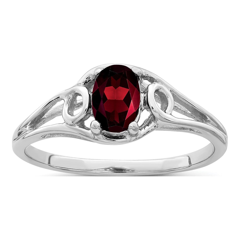 14K White Gold Garnet Oval Ring