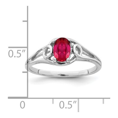 14K White Gold Ruby Oval Ring – view 2
