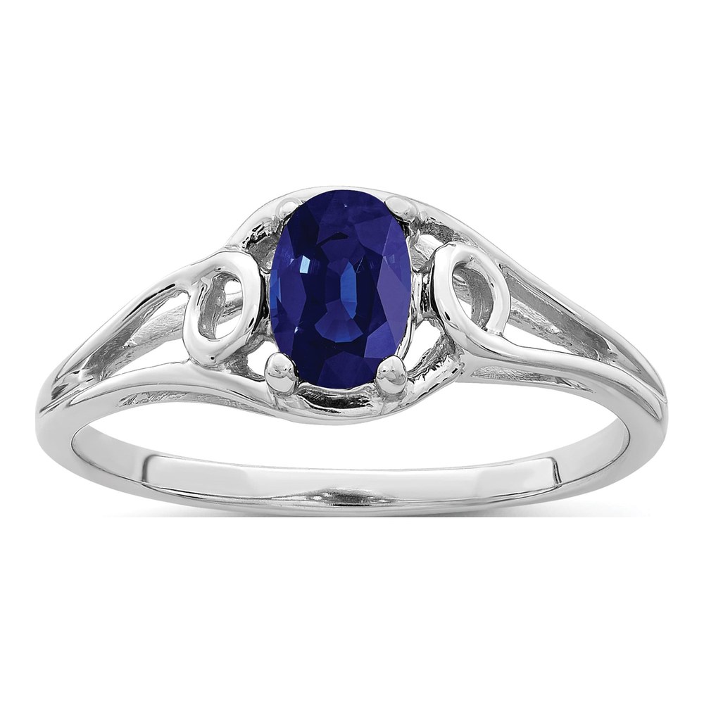 14K White Gold Sapphire Oval Ring