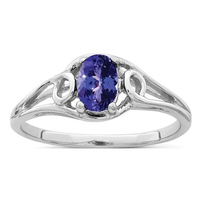 14K White Gold Tanzanite Oval Ring